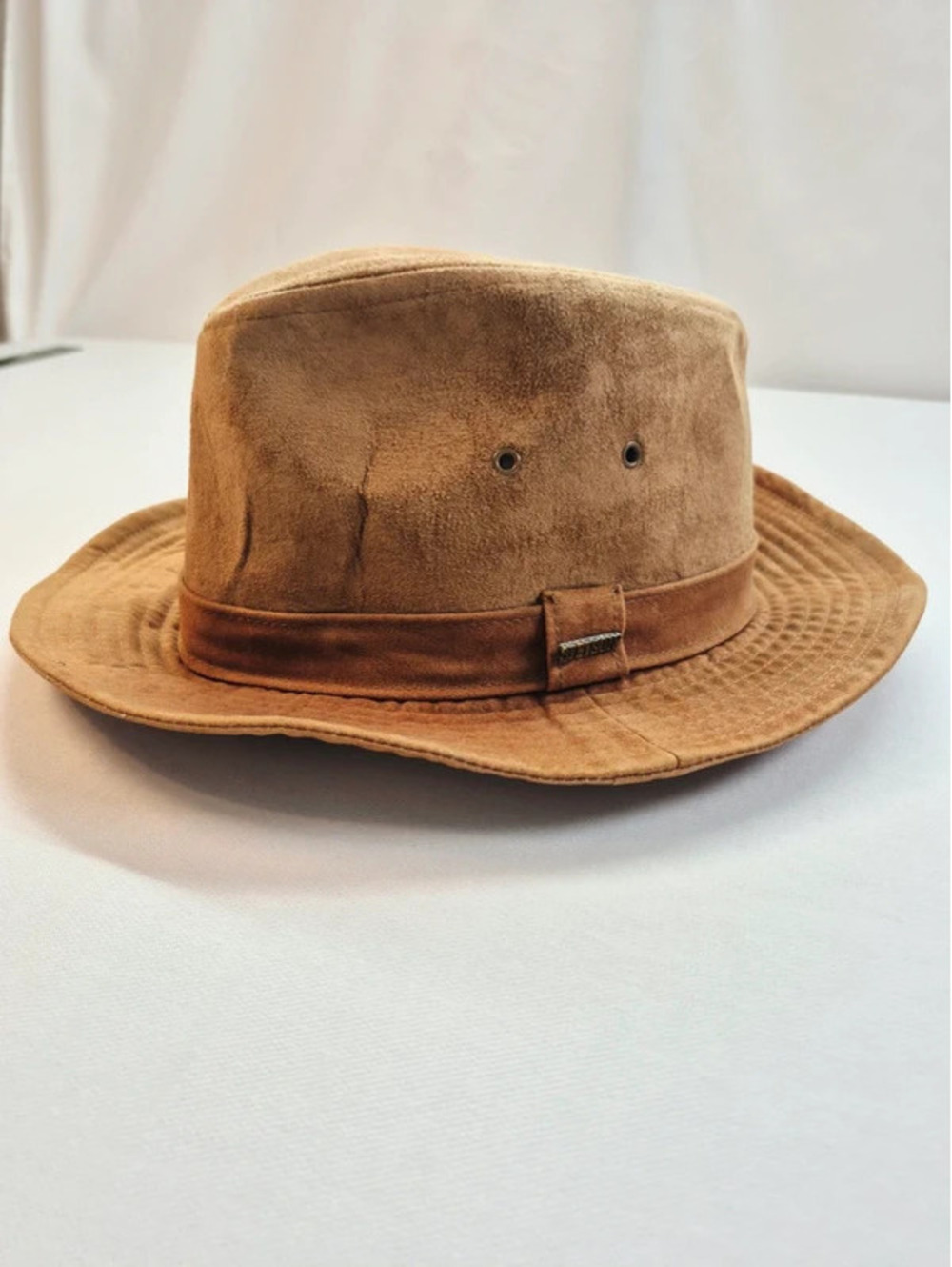 Stetson Chelan Suede Leather Safari Fedora Hat Tan Mens Med